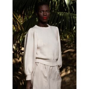 Heidi Merrick Duchess Knit Sweater Jumper Cotton Silk Ivory Medium White